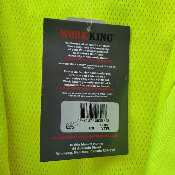 Work King Safety Rain Jacket Size Large - Picture 6 of 15